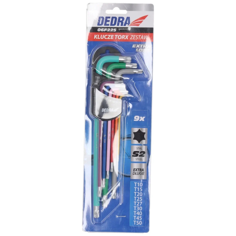 Kľúče TORX extra dlhé farba T10-T50, súprava 9 ks, S2 2