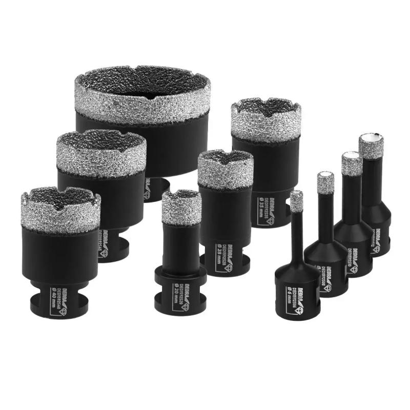 Súprava diamantových korunových vrtákov 6,8,10,12,20,28,35,40,45,68mm, vodidlo vrtákov