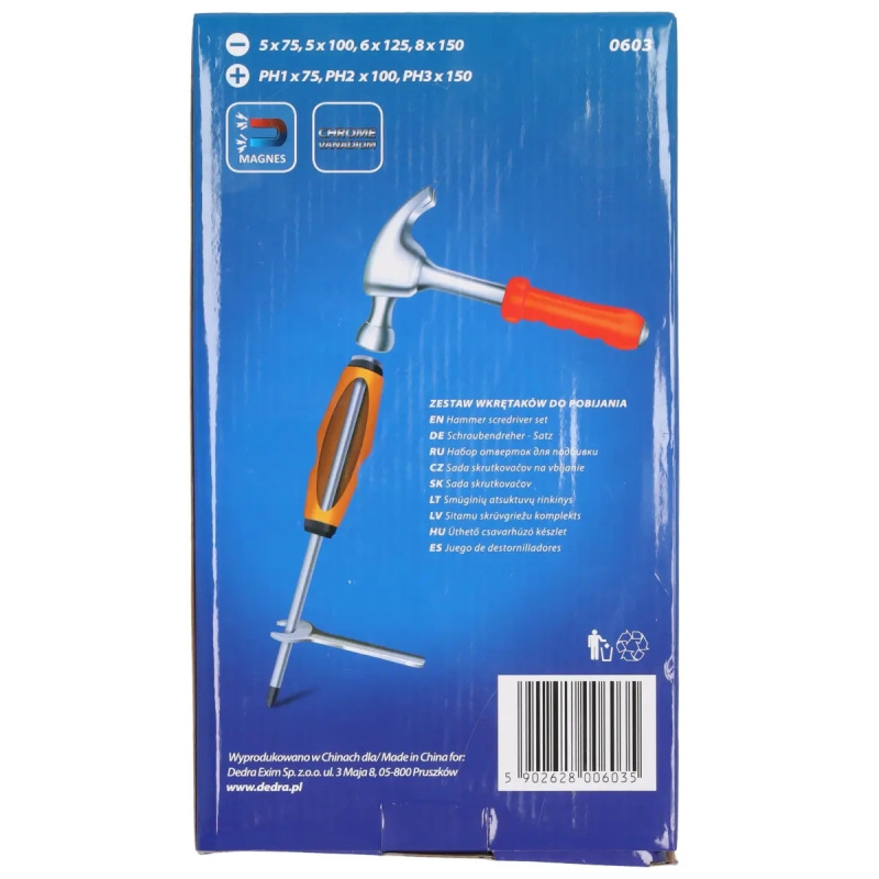 Sada skrutkovačov 7 ks, CrV, príklepové, gumená rukoväť 3