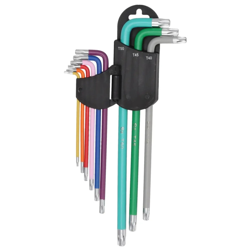 Kľúče TORX extra dlhé farba T10-T50, súprava 9 ks, S2 1
