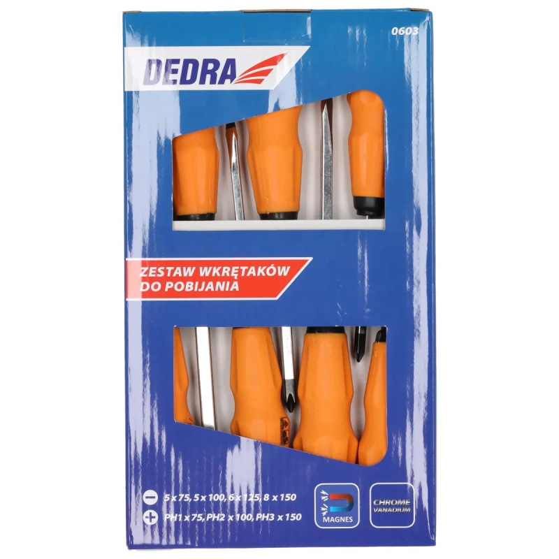 Sada skrutkovačov 7 ks, CrV, príklepové, gumená rukoväť 2