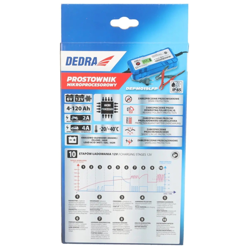 Mikroprocesorový usmerňovač 4A, 6V/12V, 4-120Ah, LCD LFP 8