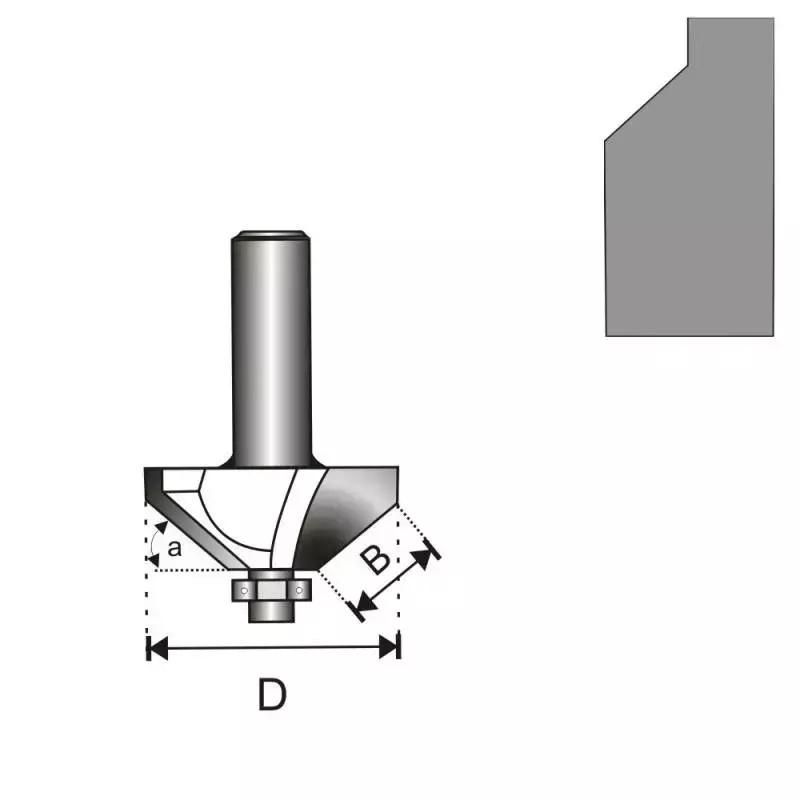 Frézka vidiová do dreva stopka 6mm, D 26,6mm, H 9,52 mm a 45°