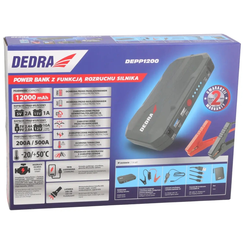 Powerbank s funkciou štartovania motora 12000 mAh 2