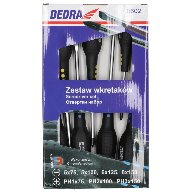 Sada skrutkovačov 7 ks, CrV, magnetické, gumená rukoväť 1