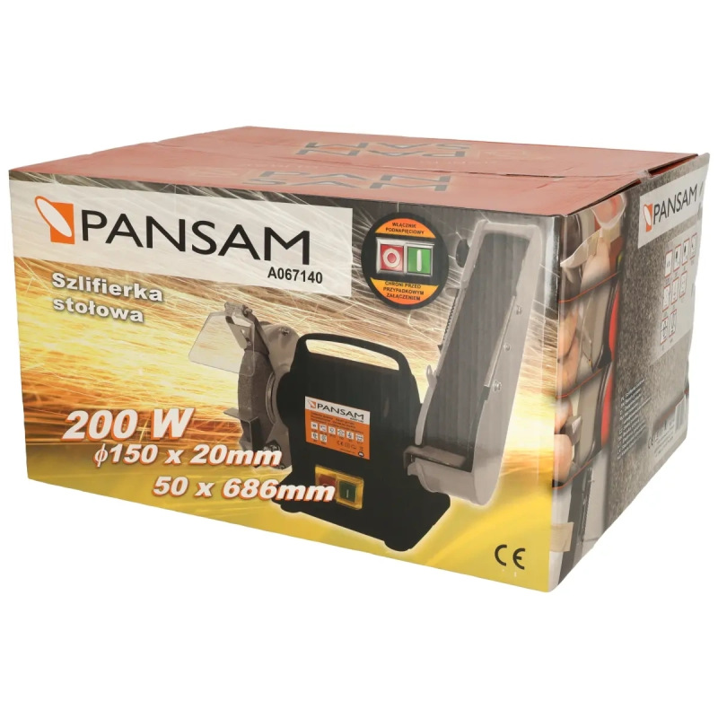 Brúska stolová tanierová a pásová 200W, 150x20x12,7mm, páska 50x686mm, elektromagneticky bezpečnostn 1