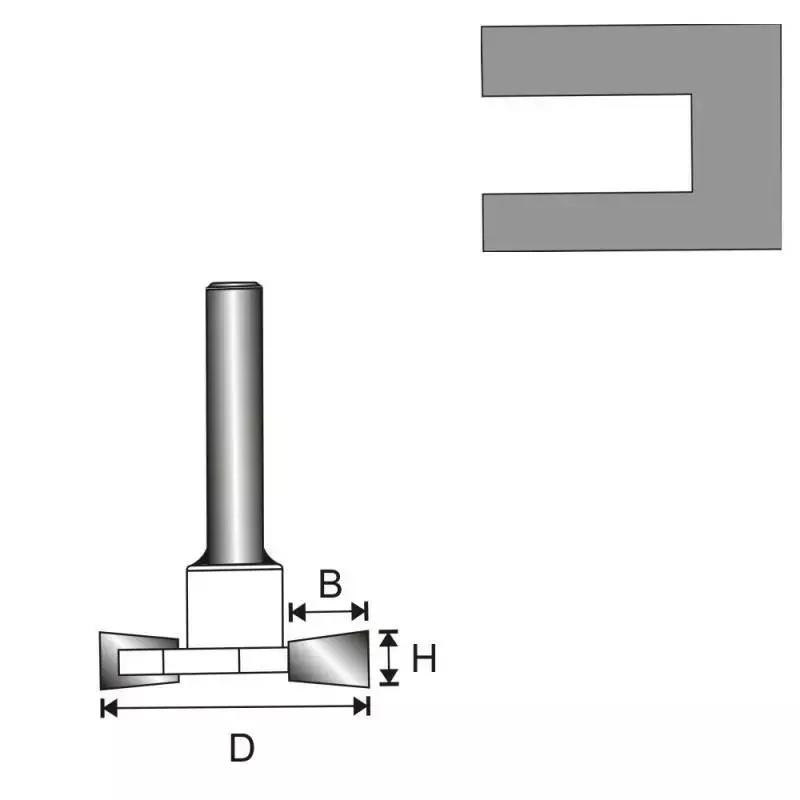 Frézka vidiová do dreva stopka 8mm, D 32mm, H 6,35mm, B 9,4 mm