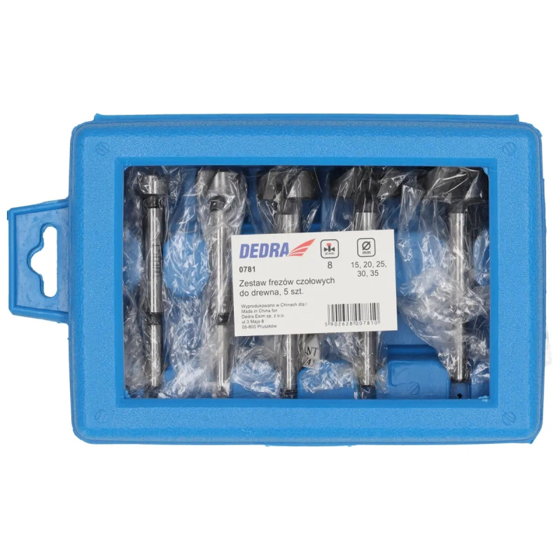 Sada-vrtáky výstružné do dreva 5 ks, priemer 15,20,25,30,35mm,stopka priemer 8mm 3