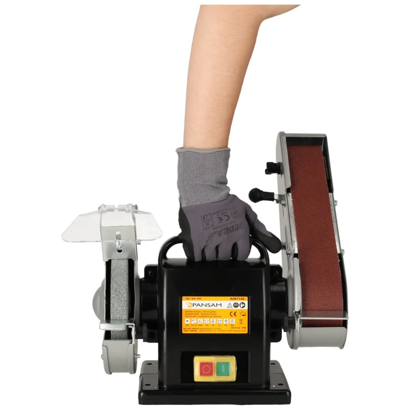 Brúska stolová tanierová a pásová 200W, 150x20x12,7mm, páska 50x686mm, elektromagneticky bezpečnostn 9