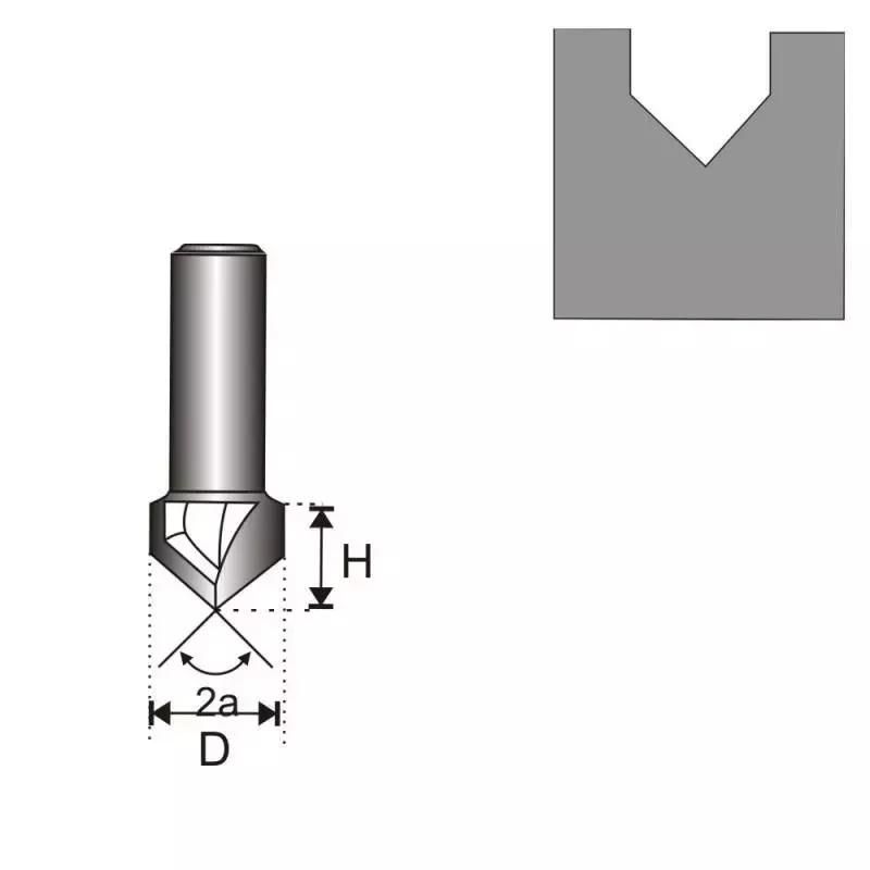Frézka vidiová do dreva stopka 8mm, D 25,4mm, H 25,4 mm, a 90