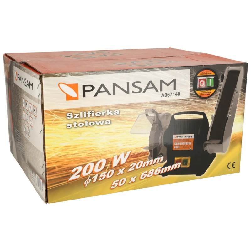 Brúska stolová tanierová a pásová 200W, 150x20x12,7mm, páska 50x686mm, elektromagneticky bezpečnostn 2