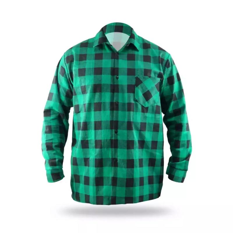 Flanelová košeľa zelená, veľkosť XL, 100% bavlna