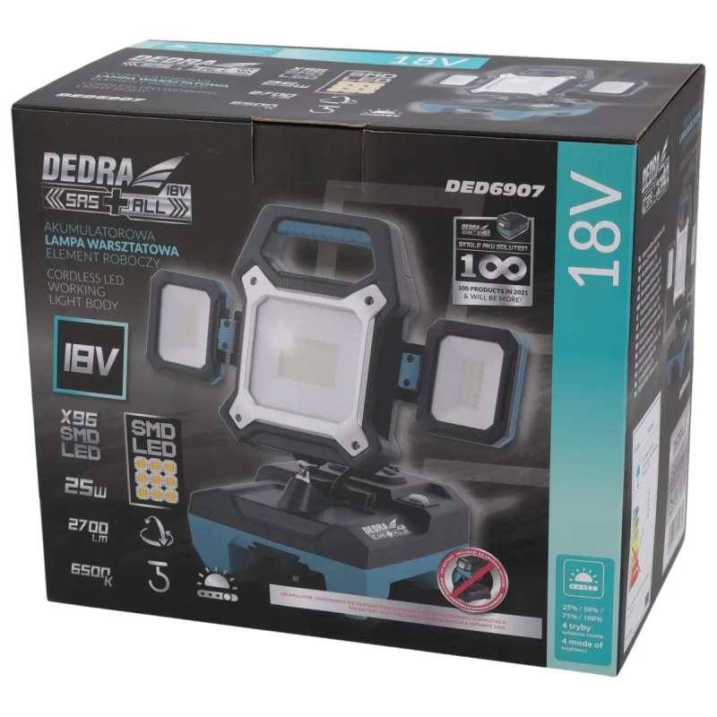 Dielenská lampa 18V, 25W 2700LM 7