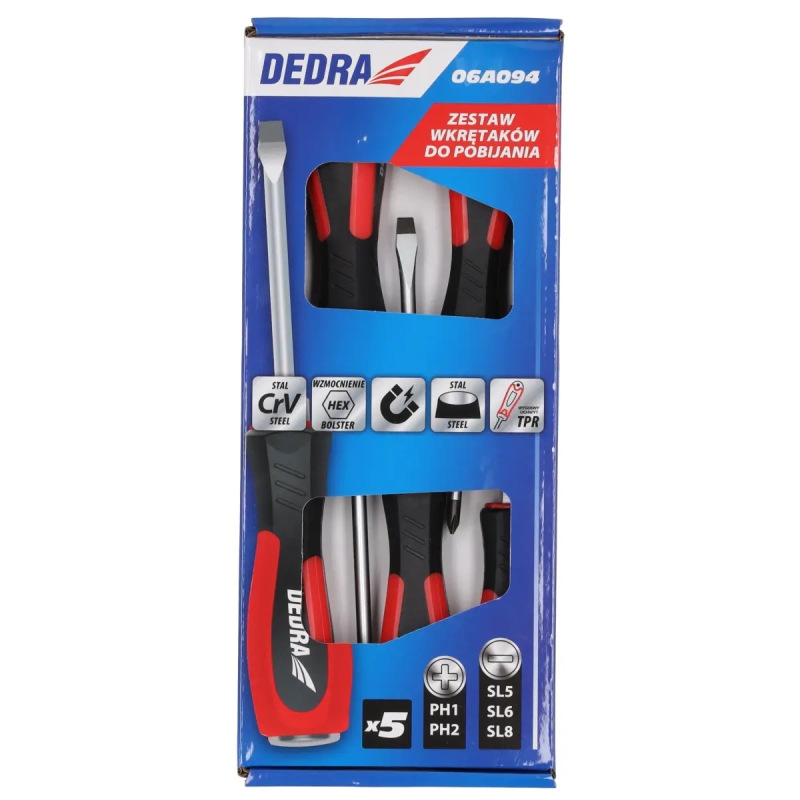 Súprava úderových skrutkovačov 5 ks, oceľ CrV 2