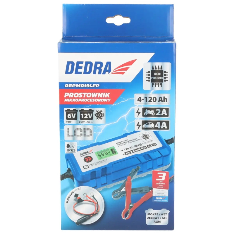 Mikroprocesorový usmerňovač 4A, 6V/12V, 4-120Ah, LCD LFP 7