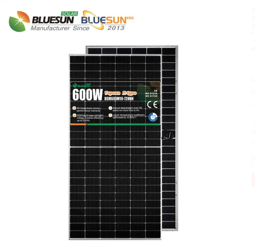 Fotovoltaický panel, Bluesun HJT Typu N 600Wp bifaciálny
