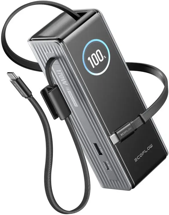 EcoFlow RAPID Power Bank (25000mAh, 170W) 2x100W USB-C kábel - strieborná – 3
